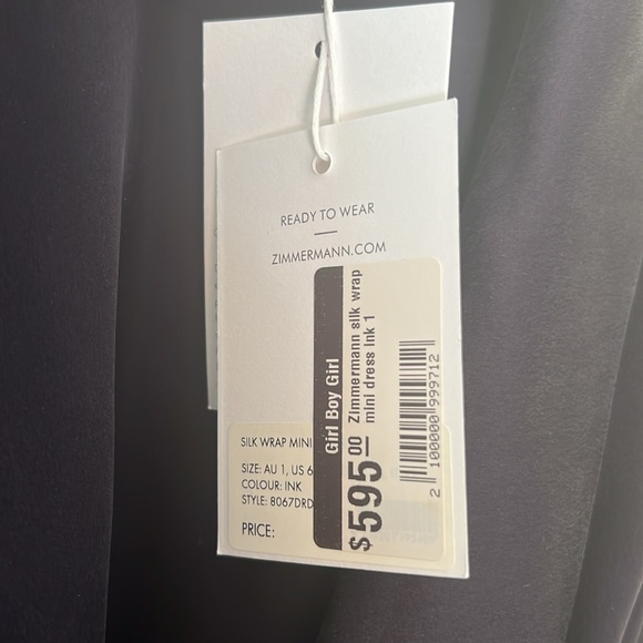 Zimmerman silk wrap mini dress. Size 1. Color:Ink - Picture 7 of 9
